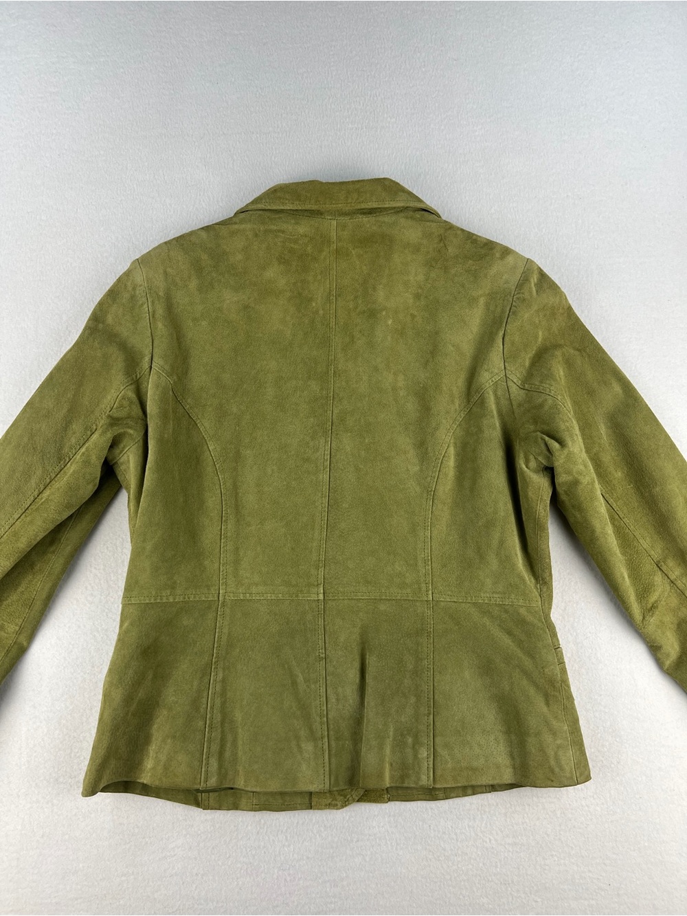 VTG Wmns 100% Genuine Leather Suede Uniform John Paul Richard Olive Jacket Sz M - Picture 8 of 9